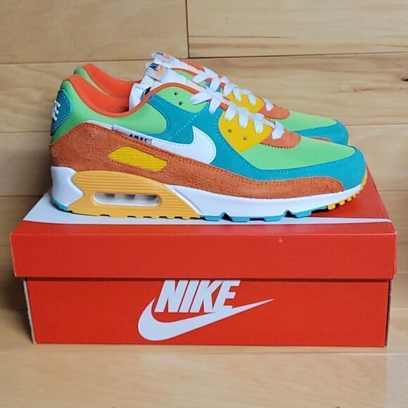 Nike Air Max 90 SE Running Club Roma Green Sail Orange Mens Shoe DC9336-300 - Picture 13 of 15